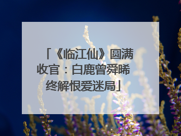《临江仙》圆满收官：白鹿曾舜晞终解恨爱迷局