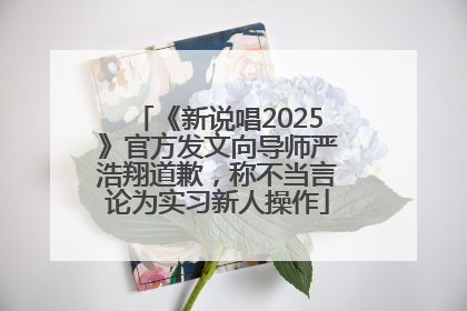 《新说唱2025》官方发文向导师严浩翔道歉，称不当言论为实习新人操作