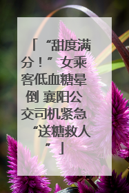 “甜度满分！”女乘客低血糖晕倒 襄阳公交司机紧急“送糖救人”
