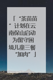 “茶苗苗”计划在云南保山启动 为留守困境儿童三餐“加肉”