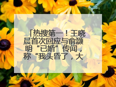 热搜第一！王晓晨首次回应与俞灏明“已婚”传闻，称“我头昏了，大家开心就好”
