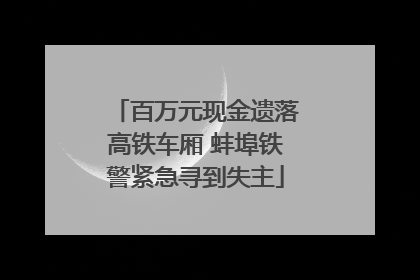 百万元现金遗落高铁车厢 蚌埠铁警紧急寻到失主