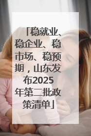 稳就业、稳企业、稳市场、稳预期，山东发布2025年第二批政策清单