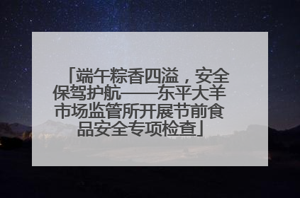 端午粽香四溢，安全保驾护航——东平大羊市场监管所开展节前食品安全专项检查