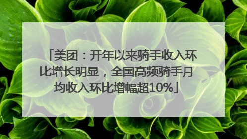 美团：开年以来骑手收入环比增长明显，全国高频骑手月均收入环比增幅超10%