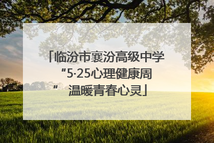 临汾市襄汾高级中学“5·25心理健康周” 温暖青春心灵