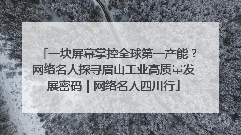 一块屏幕掌控全球第一产能？网络名人探寻眉山工业高质量发展密码｜网络名人四川行