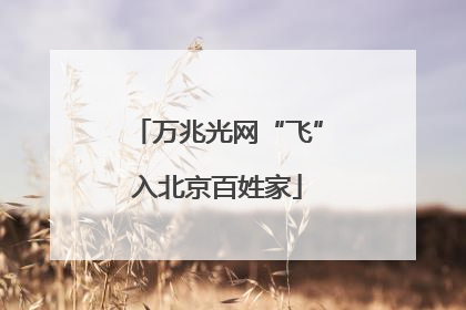 万兆光网“飞”入北京百姓家
