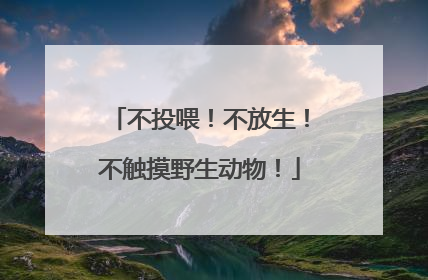 不投喂！不放生！不触摸野生动物！