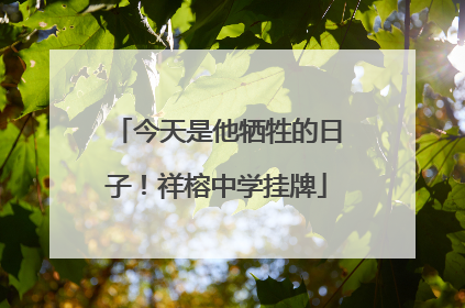今天是他牺牲的日子！祥榕中学挂牌