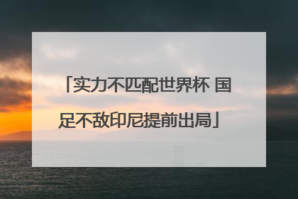 实力不匹配世界杯 国足不敌印尼提前出局