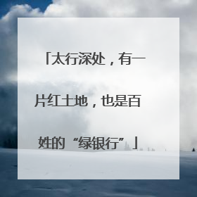 太行深处，有一片红土地，也是百姓的“绿银行”