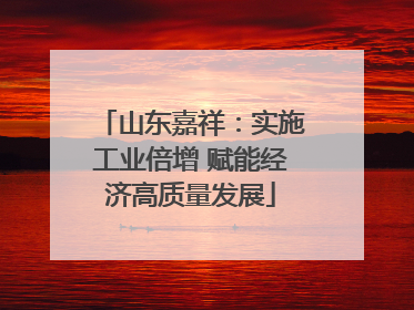 山东嘉祥：实施工业倍增 赋能经济高质量发展