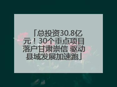 总投资30.8亿元！30个重点项目落户甘肃崇信 驱动县域发展加速跑