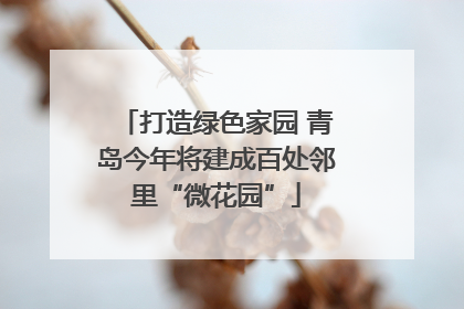 打造绿色家园 青岛今年将建成百处邻里“微花园”