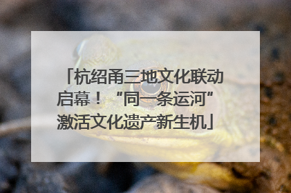 杭绍甬三地文化联动启幕！“同一条运河”激活文化遗产新生机