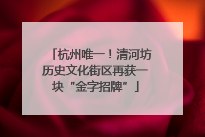 杭州唯一！清河坊历史文化街区再获一块“金字招牌”