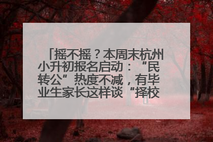 摇不摇？本周末杭州小升初报名启动：“民转公”热度不减，有毕业生家长这样谈“择校真相”……