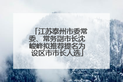 江苏泰州市委常委、常务副市长沈峻峰拟推荐提名为设区市市长人选