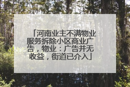 河南业主不满物业服务拆除小区商业广告，物业：广告并无收益，街道已介入