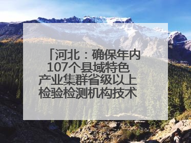 河北：确保年内107个县域特色产业集群省级以上检验检测机构技术服务全覆盖