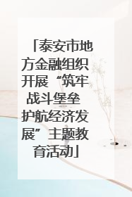泰安市地方金融组织开展“筑牢战斗堡垒 护航经济发展”主题教育活动