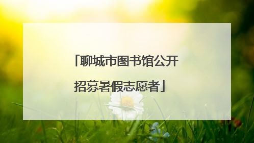 聊城市图书馆公开招募暑假志愿者