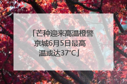 芒种迎来高温橙警 京城6月5日最高温或达37℃