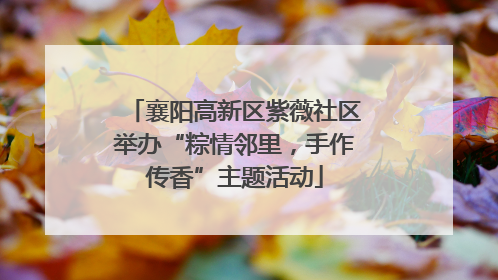 襄阳高新区紫薇社区举办“粽情邻里，手作传香”主题活动