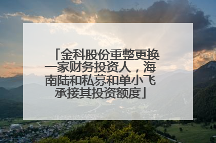 金科股份重整更换一家财务投资人，海南陆和私募和单小飞承接其投资额度