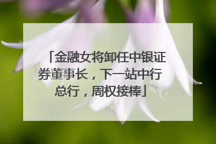 金融女将卸任中银证券董事长，下一站中行总行，周权接棒