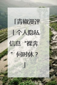 青椒漫评丨个人隐私信息“裸奔”何时休？