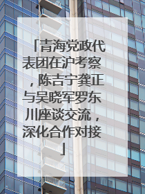 青海党政代表团在沪考察，陈吉宁龚正与吴晓军罗东川座谈交流，深化合作对接