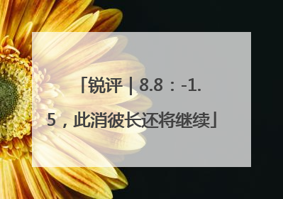 锐评｜8.8：-1.5，此消彼长还将继续