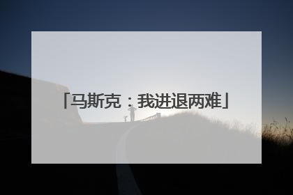 马斯克：我进退两难