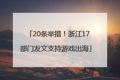 20条举措！浙江17部门发文支持游戏出海
