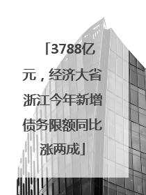 3788亿元，经济大省浙江今年新增债务限额同比涨两成