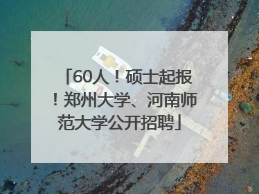 60人！硕士起报！郑州大学、河南师范大学公开招聘
