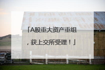 A股重大资产重组，获上交所受理！